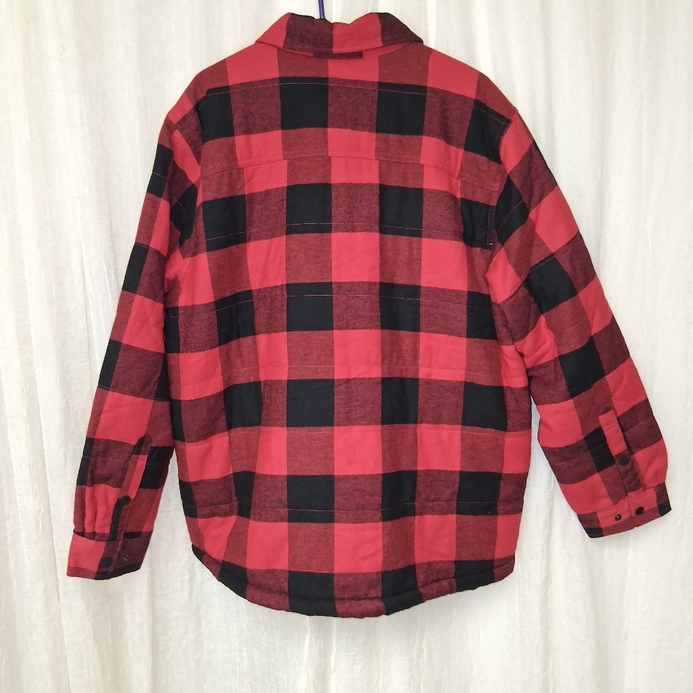 George Men's New Red and Black Checkered Shirt Jacket Long Sleeves Sz XL - Picture 6 of 16